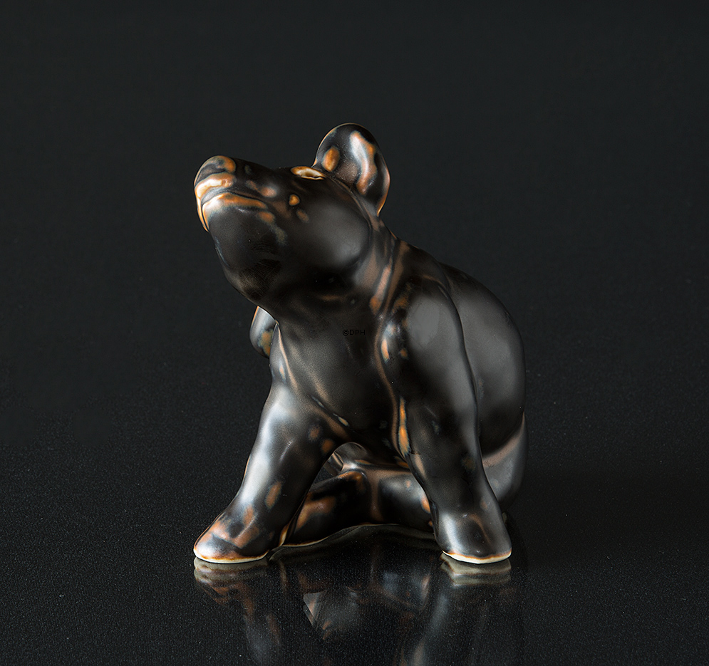 Sitzendes Schwein, Royal Copenhagen Steingut Figur Nr. 21670