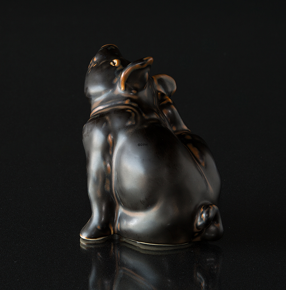 Sitzendes Schwein, Royal Copenhagen Steingut Figur Nr. 21670