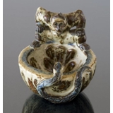 Steingutschale mit Affe und Schlange, Royal Copenhagen Nr. 21738. Entworfen von Knud Kyhn
