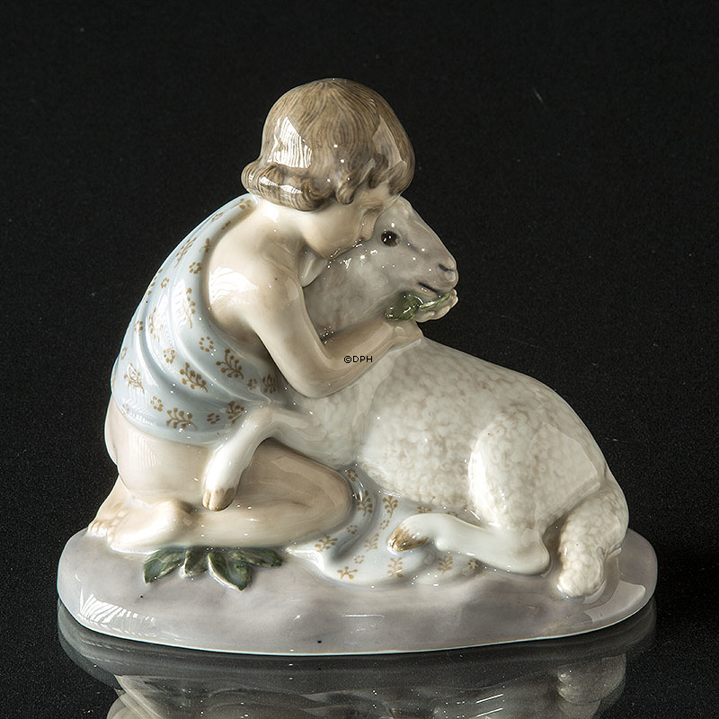 Jugendstilfigur Mädchen mit Lamm Nr. 2189, Royal Copenhagen (1894-1922)