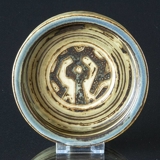 Runde Steingutschale mit Vogel, Royal Copenhagen, Jørgen Mogensen Nr. 21930