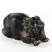 Elefant kniend, Royal Copenhagen Steingut Figur