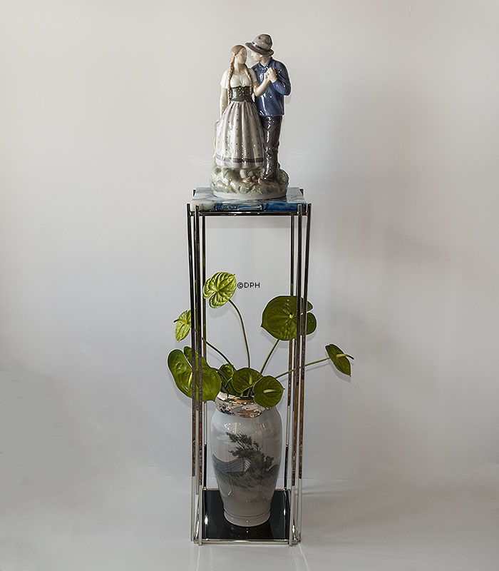 Vase mit Landschaft und Ruderboot, silber Rand Royal Copenhagen - UNICA Nr. 2352-131