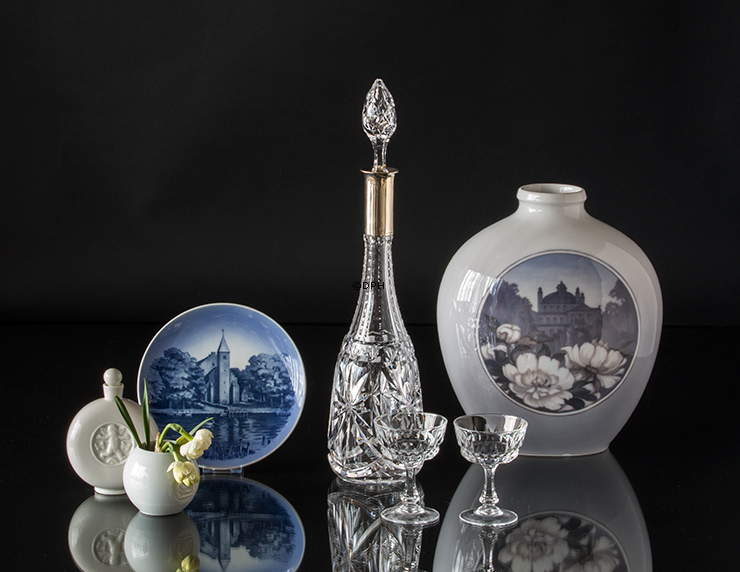 Vase (30cm) mit Kulisse, Royal Copenhagen Nr. 2371-2535 Art Nouveau (1923-1934)