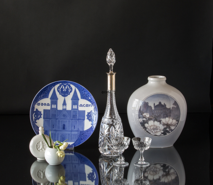 Vase (30cm) mit Kulisse, Royal Copenhagen Nr. 2371-2535 Art Nouveau (1923-1934)