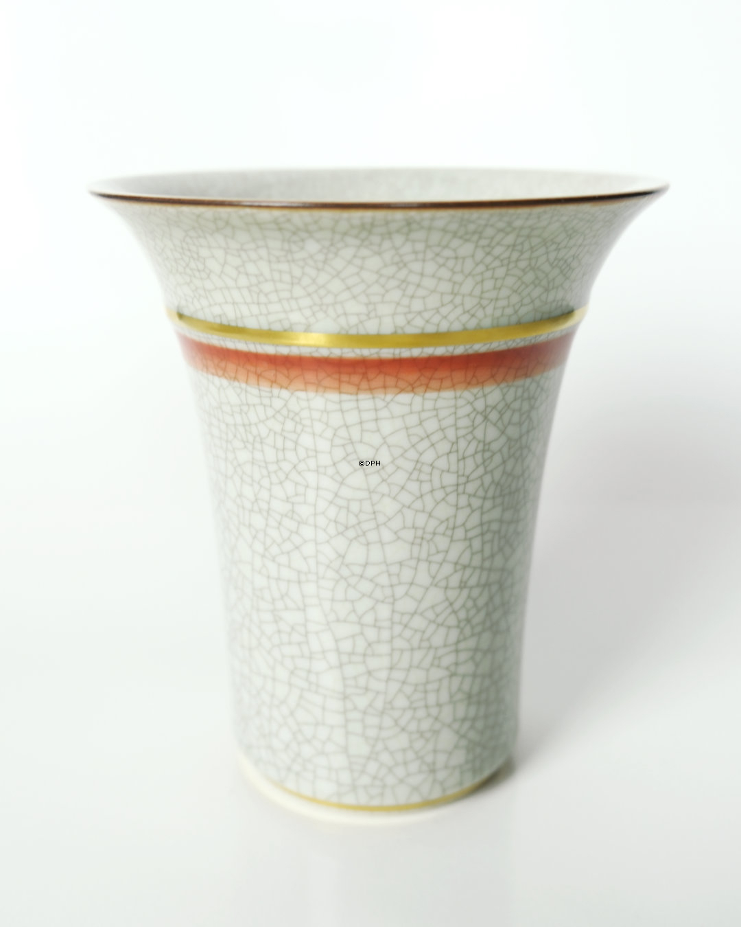 Craquelé-Vase 15 cm mit orangefarbener Dekoration, Royal Copenhagen Nr. 259-3029