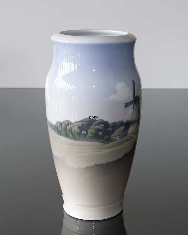 Vase mit Landschaft mit Windmühle, Royal Copenhagen Nr. 2634-2040