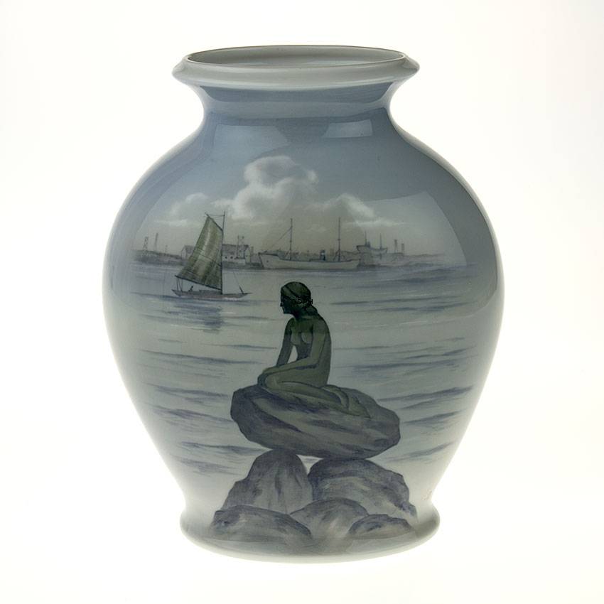 Vase Die kleine Meerjungfrau auf Langelinje in Kopenhagen, Royal Copenhagen Nr. 2770-3088