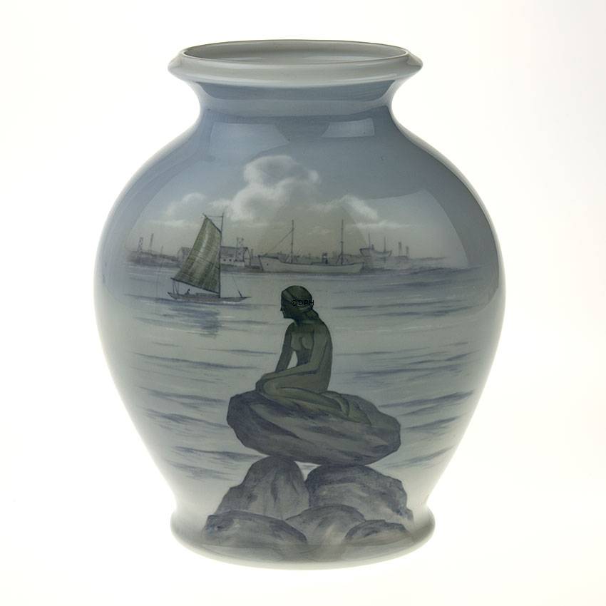 Vase Die kleine Meerjungfrau auf Langelinje in Kopenhagen, Royal Copenhagen Nr. 2770-3088