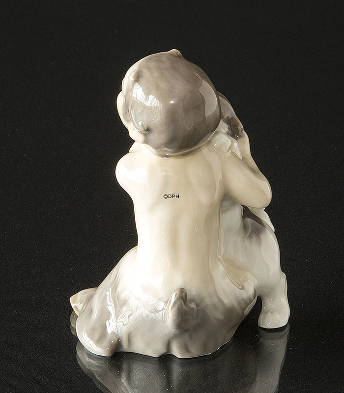 Satyr mit Hündchen, Royal Copenhagen Figur Nr. 2823 (Sehr selten!)