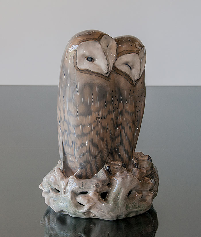 Paar Eulen, Royal Copenhagen Vogelfigur Nr. 283
