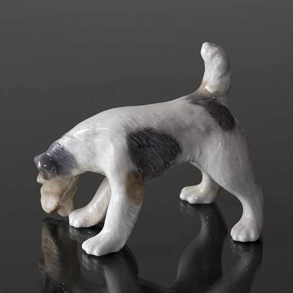 Rauhaariger Terrier schnüffelt den Boden, Royal Copenhagen Hund Figur Nr. 3020