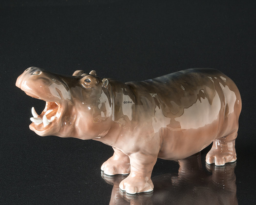 Nilpferd, Royal Copenhagen Porzellanfigur Nr. 309, Sehr selten (1984-1922) - Farbfehler auf der Rückseite