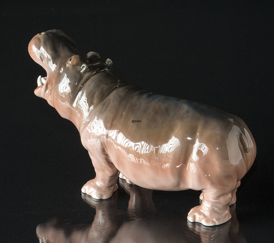Nilpferd, Royal Copenhagen Porzellanfigur Nr. 309, Sehr selten (1984-1922) - Farbfehler auf der Rückseite