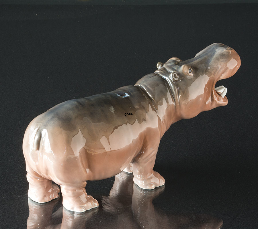 Nilpferd, Royal Copenhagen Porzellanfigur Nr. 309, Sehr selten (1984-1922) - Farbfehler auf der Rückseite
