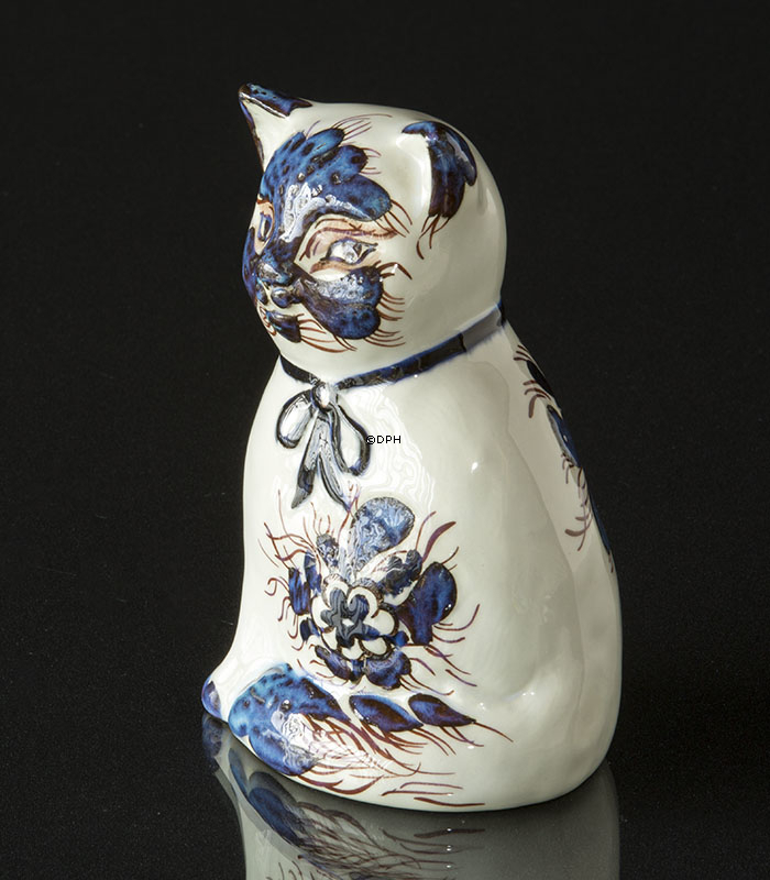 Die Blaue Katze, Royal Copenhagen Fayence Figur Nr. 325-3654