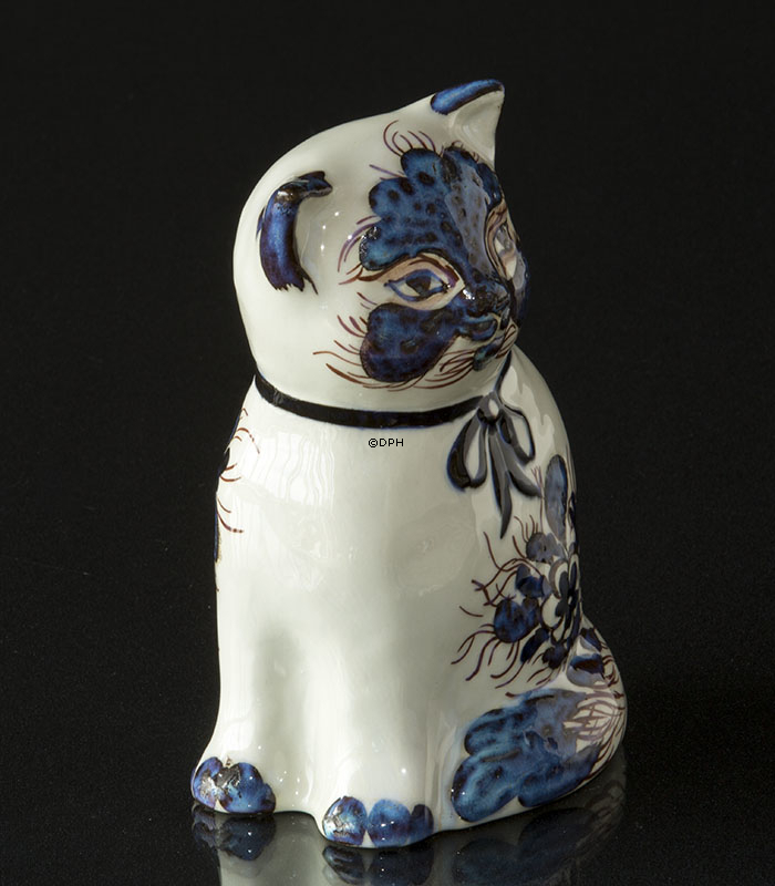 Die Blaue Katze, Royal Copenhagen Fayence Figur Nr. 325-3654
