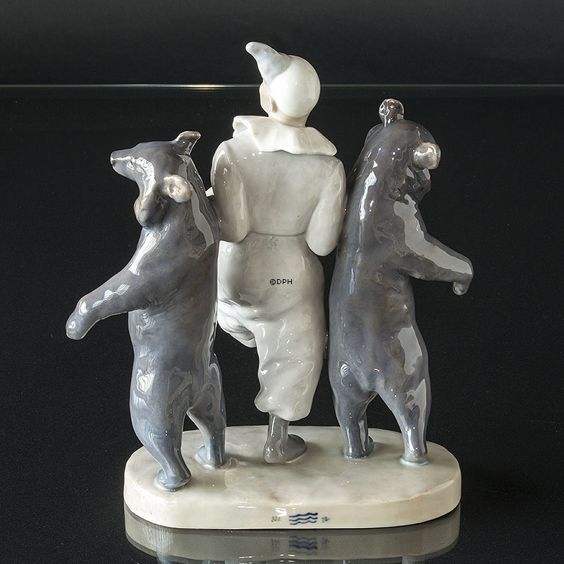 Clown mit tanzenden Bären, sehr seltene Royal Copenhagen Figur Nr. 330 (1894-1922) Carl J. Bonnesen