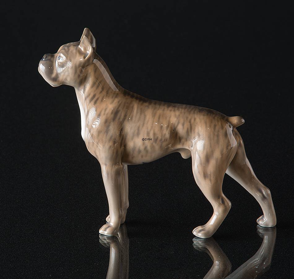 Boxer stehtend, Royal Copenhagen Hund Figur Nr. 3634
