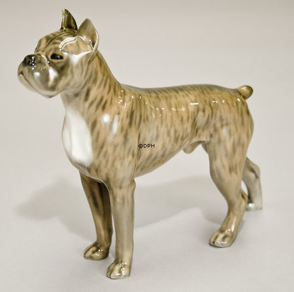 Boxer stehtend, Royal Copenhagen Hund Figur Nr. 3634