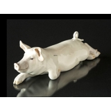 Schwein liegend, Große Royal Copenhagen Figur Nr. 419 (1894-1922)