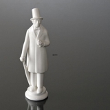 Hans Christian Andersen steht mit Blumenstrauß, weisse Royal Copenhagen Figur Nr. 4216