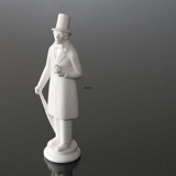 Hans Christian Andersen steht mit Blumenstrauß, weisse Royal Copenhagen Figur Nr. 4216