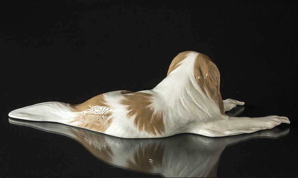 Pekinese, horizontal, GROSS Royal Copenhagen Hundefigur Nr. 1453-422 (1894-1922) - Hat einige braune Flecken