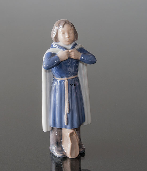 Schulmädchen kleidet sich für die Schule an, Royal Copenhagen Figur Nr. 4503