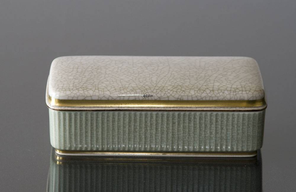 Grünes Glas mit Deckel Craquele, Royal Copenhagen Nr. 457-3630