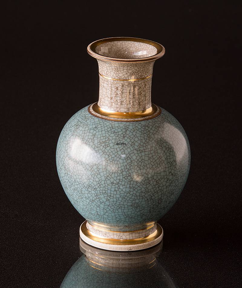 Blaue Craquele Vase, 15cm, Royal Copnehagen Nr. 460-3033