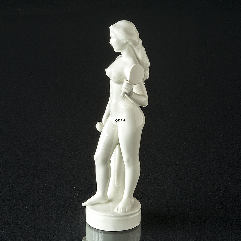 Helena, nacktes Mädchen mit Spiegel, Royal Copenhagen Figur Nr. 4639 Blanc de Chine / weiß