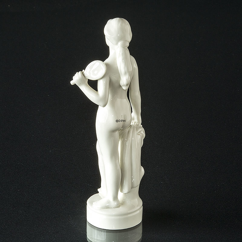 Helena, nacktes Mädchen mit Spiegel, Royal Copenhagen Figur Nr. 4639 Blanc de Chine / weiß