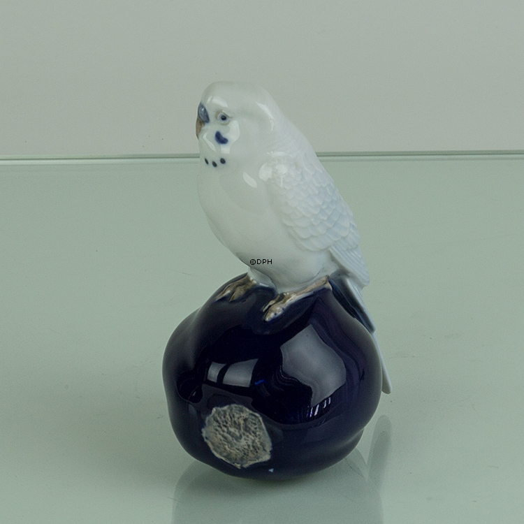 Weißer Wellensittich, Royal Copenhagen Vogelfigur Nr. 4682