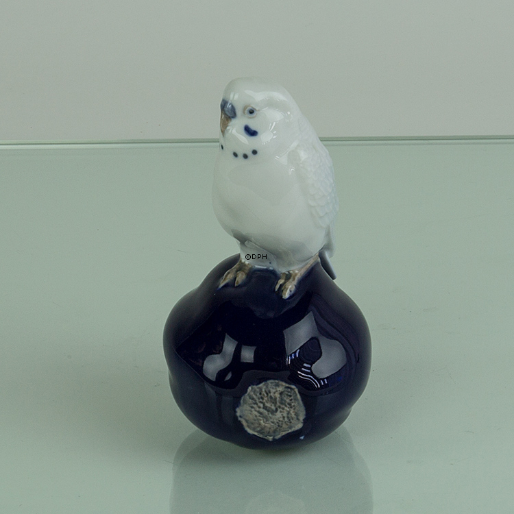 Weißer Wellensittich, Royal Copenhagen Vogelfigur Nr. 4682