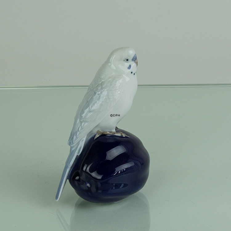 Weißer Wellensittich, Royal Copenhagen Vogelfigur Nr. 4682