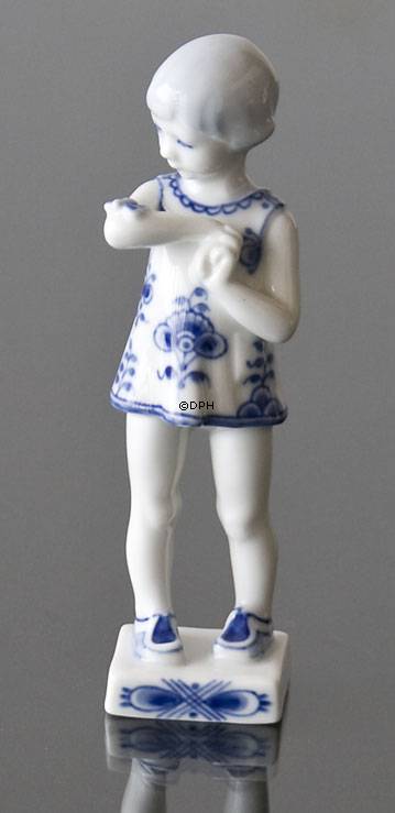 Mädchen mit Schmetterling, Blau gerippt, Royal Copenhagen Figur Nr. 4795