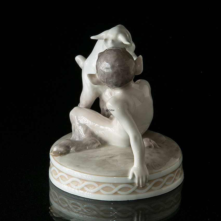 Satyr mit Ziege, Royal Copenhagen Figur Nr. 498