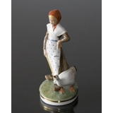Kleines Mädchen mit Gänsen, Überglasur, Royal Copenhagen Figur Nr. 528