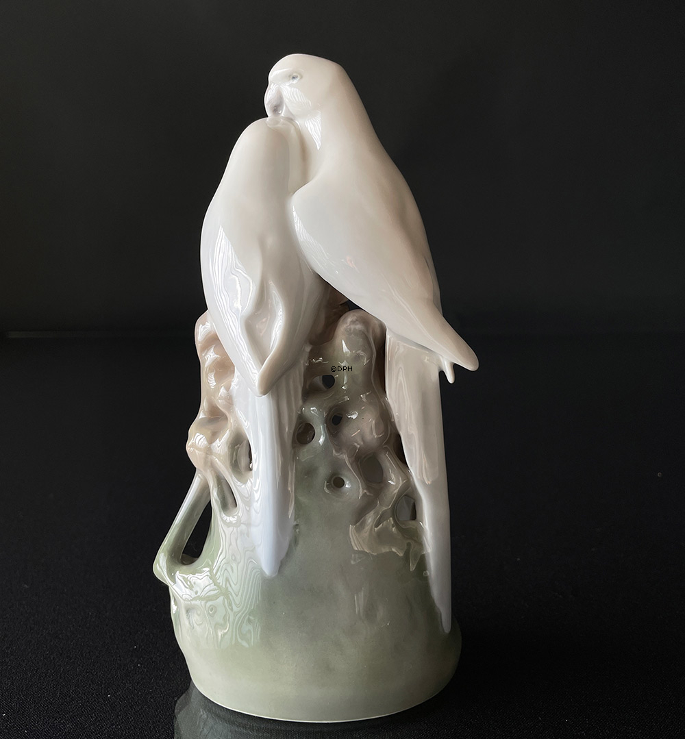Papageien auf Zweigen, Royal Copenhagen Vogelfigur Nr. 649