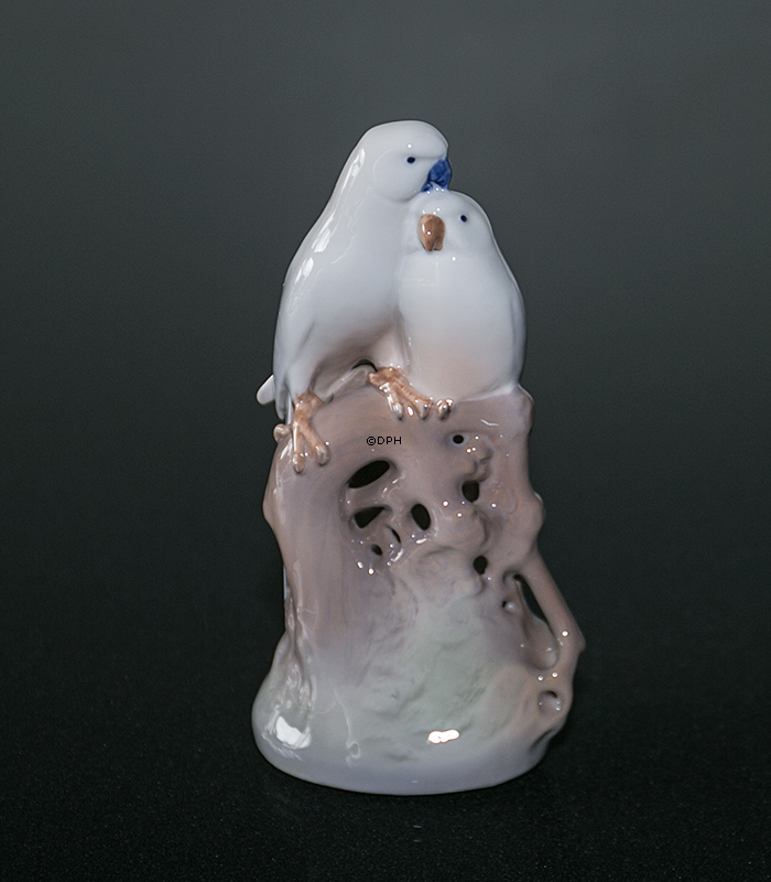 Papageien auf Zweigen, Royal Copenhagen Vogelfigur Nr. 649