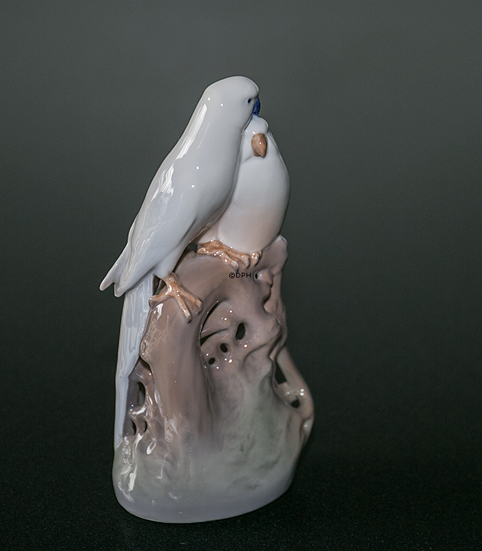 Papageien auf Zweigen, Royal Copenhagen Vogelfigur Nr. 649