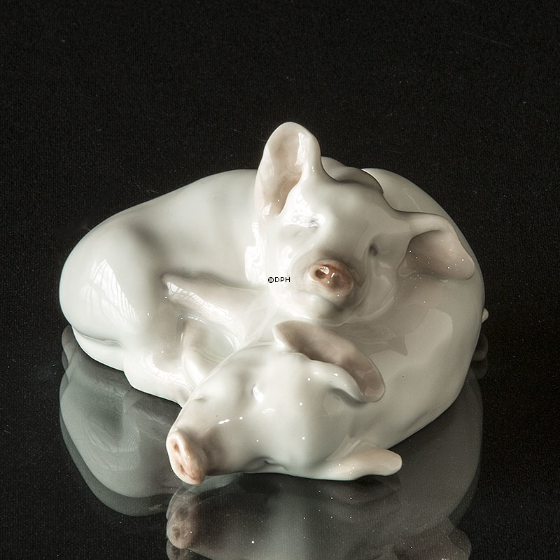 Schweinegruppe, Ferkel, Paare, Royal Copenhagen Figur 691 (1894-1922)