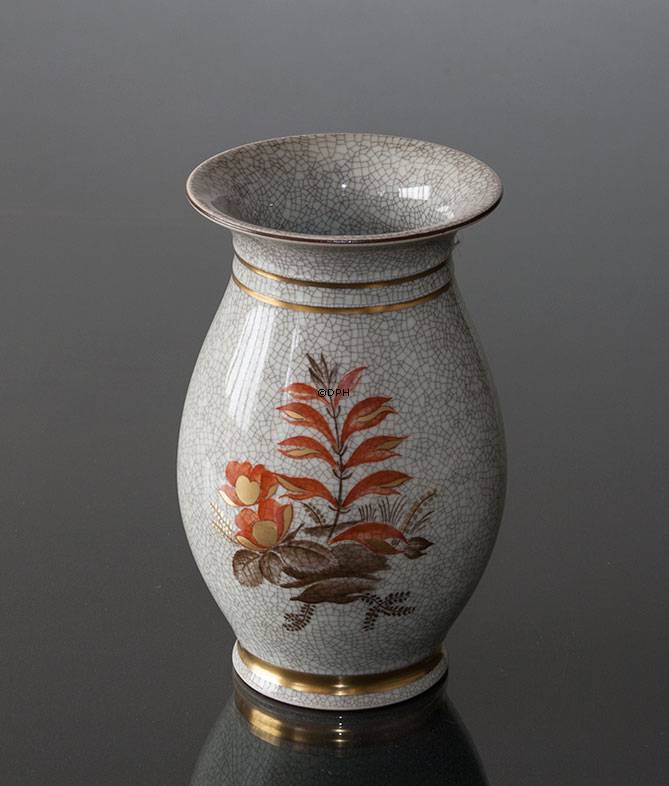 Craquele Vase mit Blumendekoration, Royal Copenhagen Nr. 696-2490