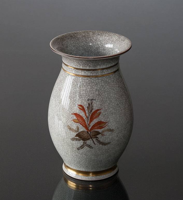 Craquele Vase mit Blumendekoration, Royal Copenhagen Nr. 696-2490