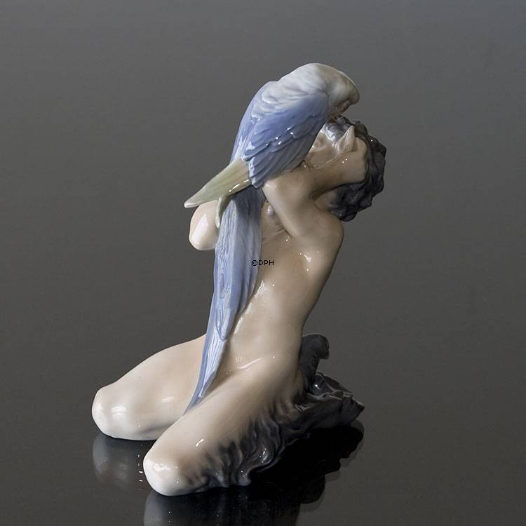 Satyr mit Papagei, Royal Copenhagen Figur Nr. 752