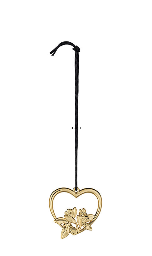 Karen Blixen Weihnachten, Herz mit Blumen, vergoldet