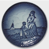 1989 Royal Copenhagen Mutter und Kind Teller, Freude, wenn Vater nach Hause kommt