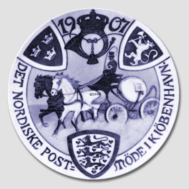 1907 Royal Copenhagen Gedenkteller, DET NORDISKE POST-MØDE i KIØBENHAVN.