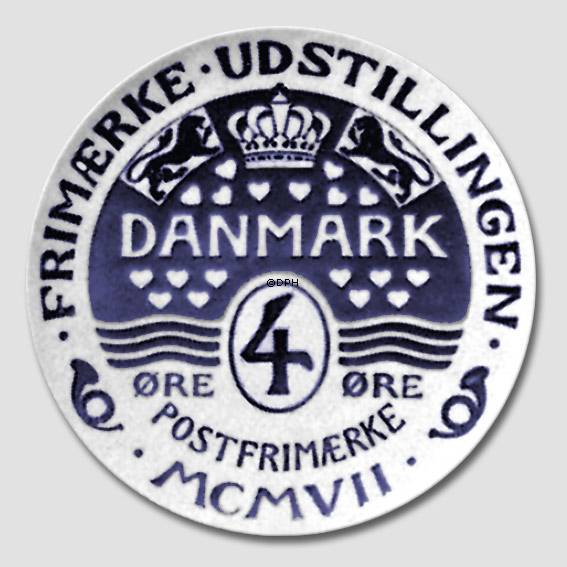 1907 Royal Copenhagen Gedenkteller, FRIMÆRKE UDSTILLING MCMVII.